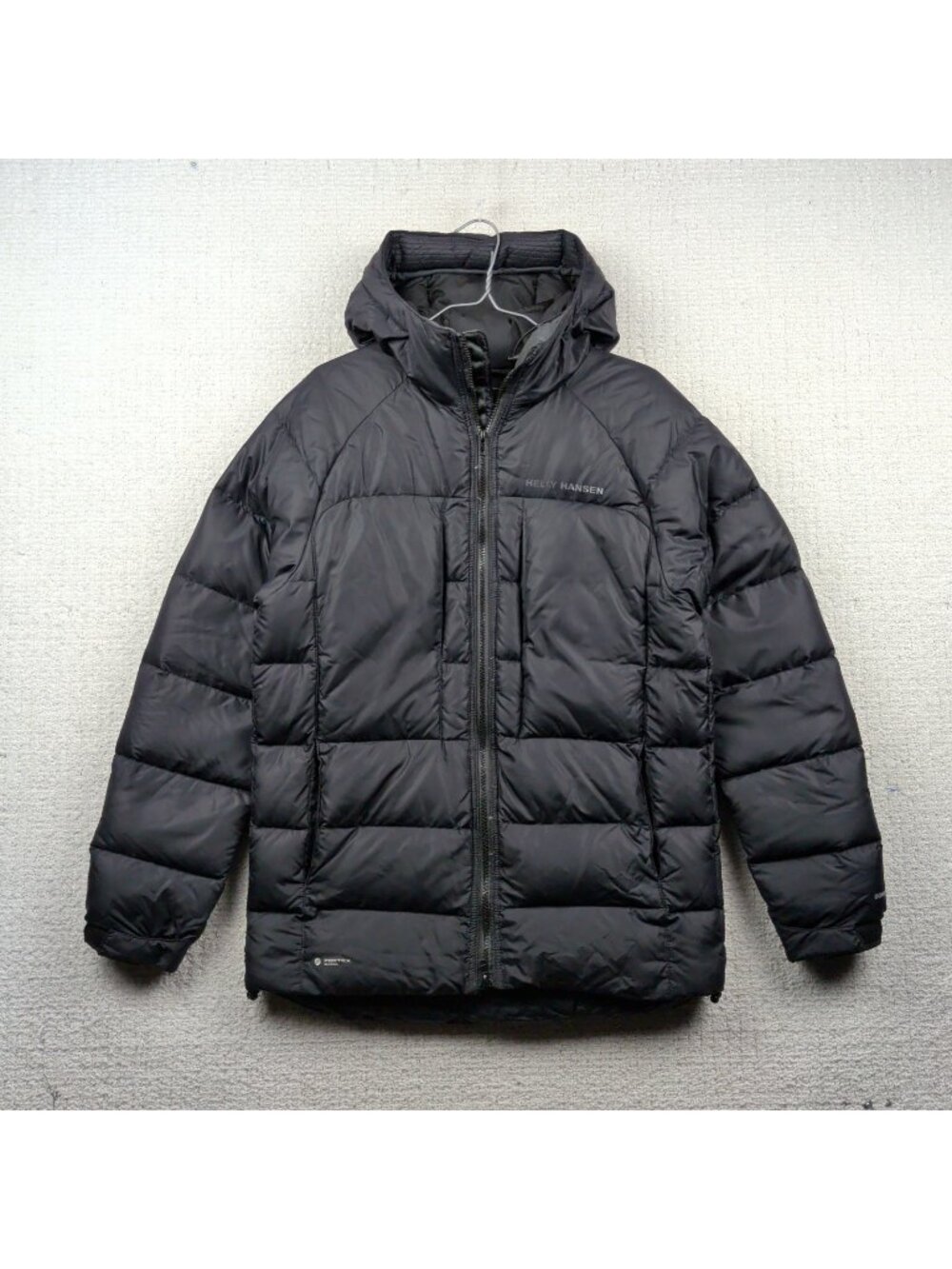 Helly Hansen 700+ Down Puffer Jacket Hooded Black Gorpcore Pertex Men Sz S Black